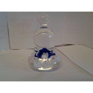 JOE RICE blue and white Trumpet Flower Bell Shaped Paperweight